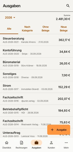 Screenshot: Ausgaben